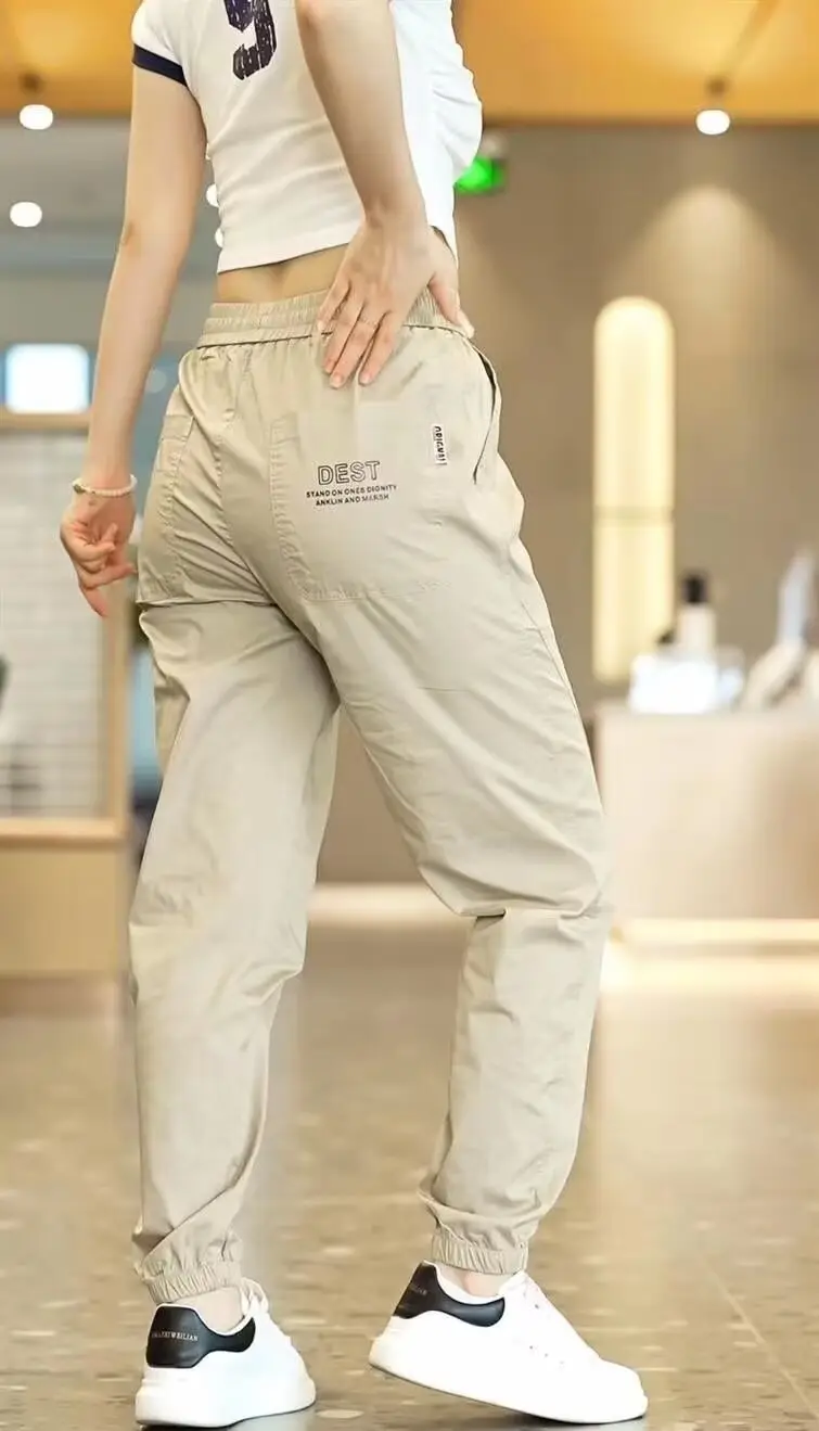 Japanese Style Women's Leg-Tied Casual Pants with White T-Shirt — feature 8