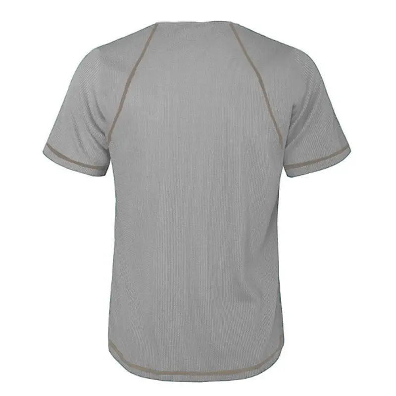 Men's Black Waffle Knit T-Shirt with Button Collar — feature 11