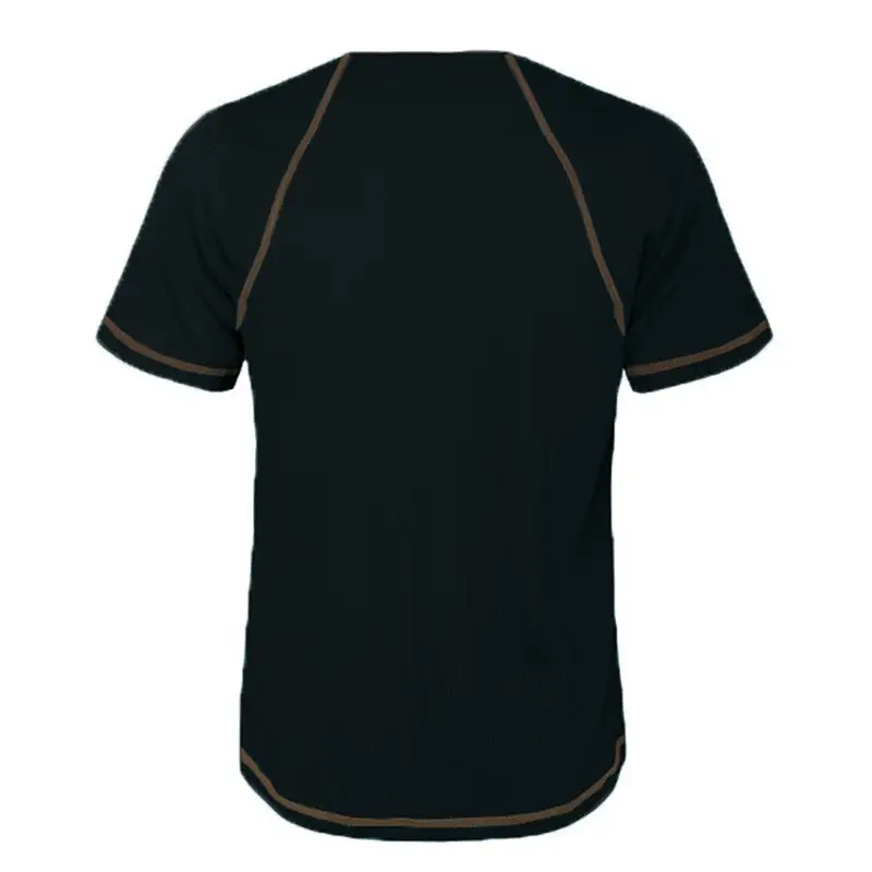 Men's Black Waffle Knit T-Shirt with Button Collar — feature 14
