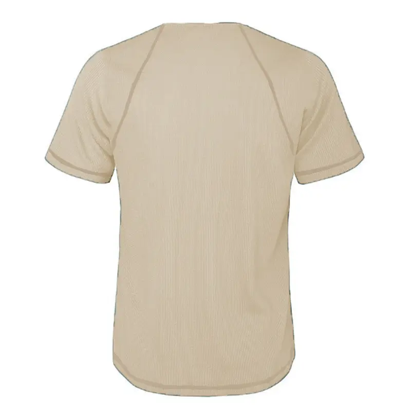 Men's Black Waffle Knit T-Shirt with Button Collar — feature 18