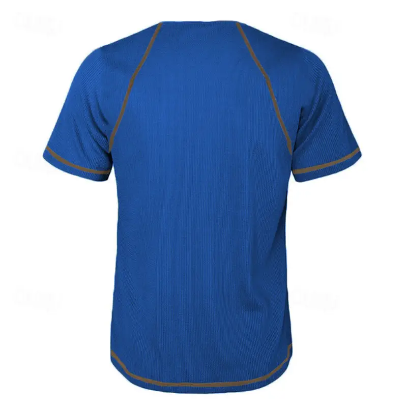 Men's Black Waffle Knit T-Shirt with Button Collar — feature 9