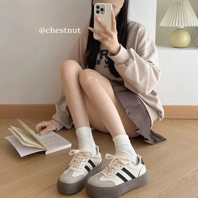 New Style Women's Shoes 2025 Hot-Selling Spring Lightweight Thin Sneakers Casual Sports Shoes Thick-Soled White German Training Shoes - Image 3