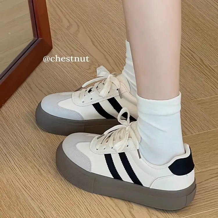 New Style Women's Shoes 2025 Hot-Selling Spring Lightweight Thin Sneakers Casual Sports Shoes Thick-Soled White German Training Shoes - Image 4