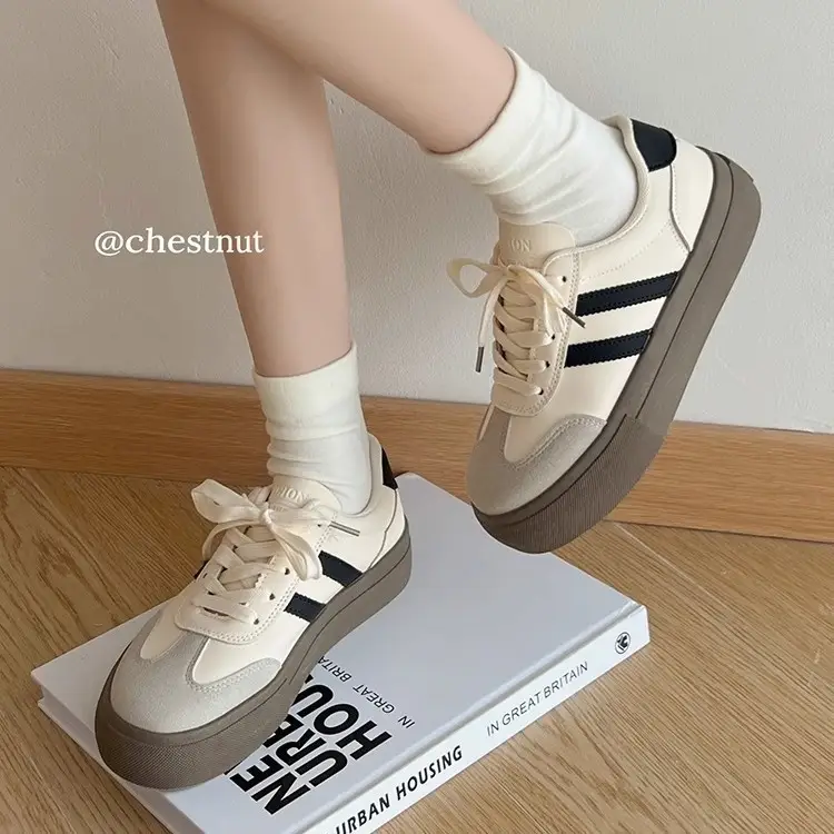 New Style Women's Shoes 2025 Hot-Selling Spring Lightweight Thin Sneakers Casual Sports Shoes Thick-Soled White German Training Shoes - Image 5