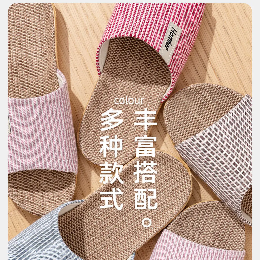 Linen Slippers Men's Spring and Autumn Indoor Home Quiet Home Use Four Seasons Cotton Linen Slippers Women's New Winter and Summer — feature 12