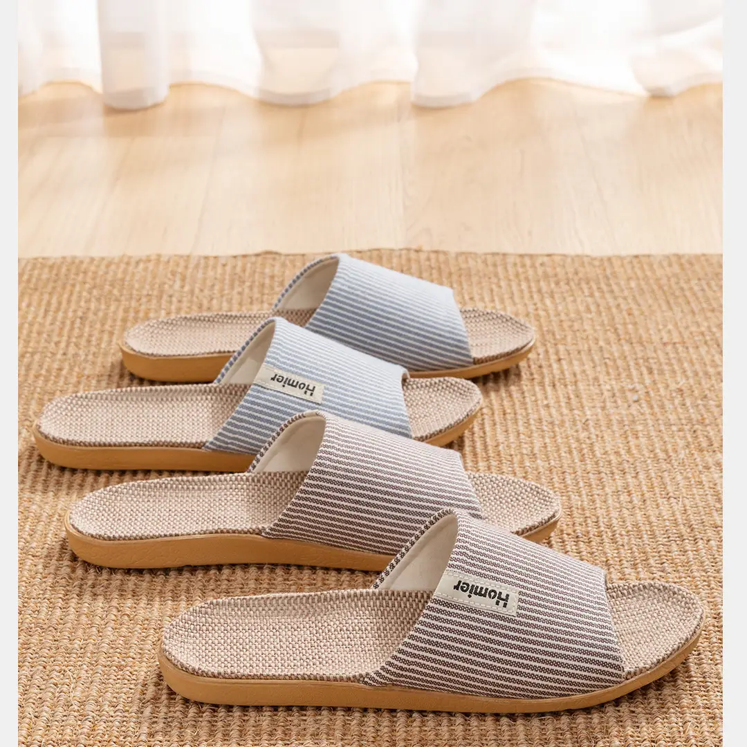 Linen Slippers Men's Spring and Autumn Indoor Home Quiet Home Use Four Seasons Cotton Linen Slippers Women's New Winter and Summer — feature 17