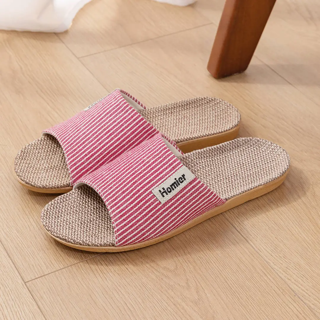 Linen Slippers Men's Spring and Autumn Indoor Home Quiet Home Use Four Seasons Cotton Linen Slippers Women's New Winter and Summer