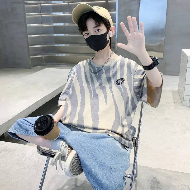 Boys Striped T-Shirt Blue Shorts Set - Image 8