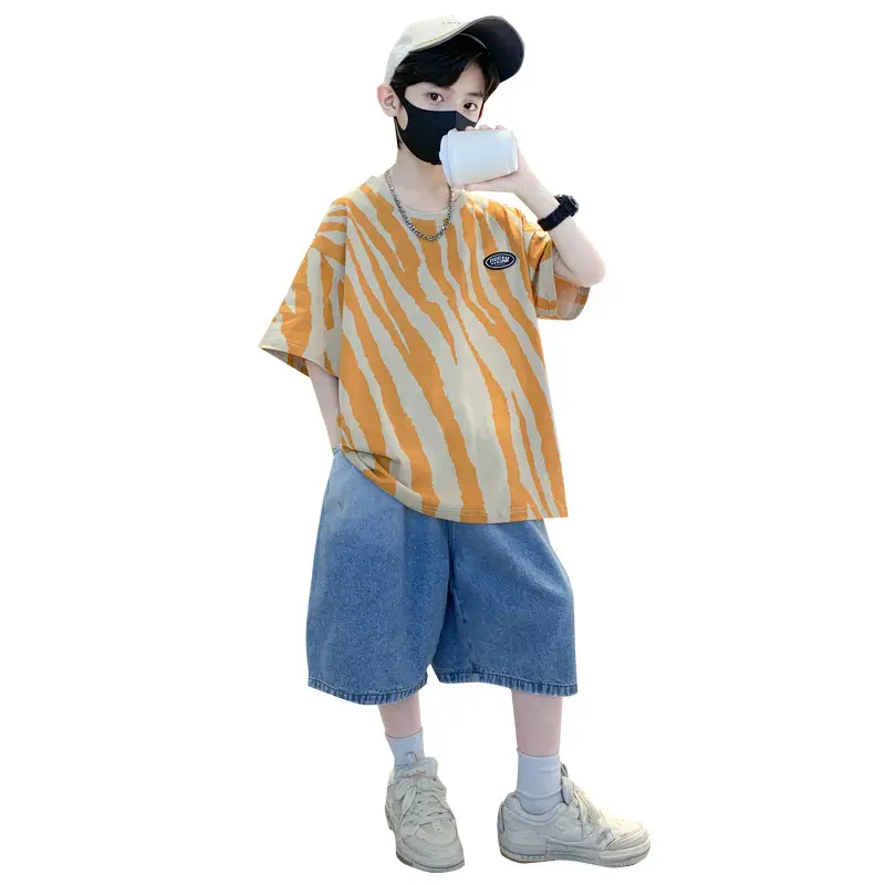Boys Striped T-Shirt Blue Shorts Set - Image 9