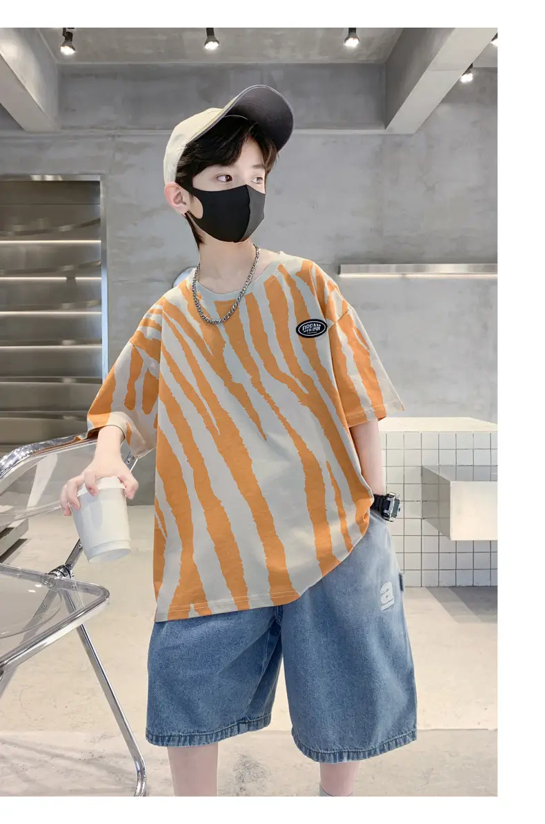 Boys Striped T-Shirt Blue Shorts Set — feature 11