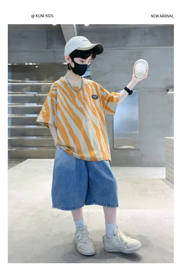 Boys Striped T-Shirt Blue Shorts Set — feature 12