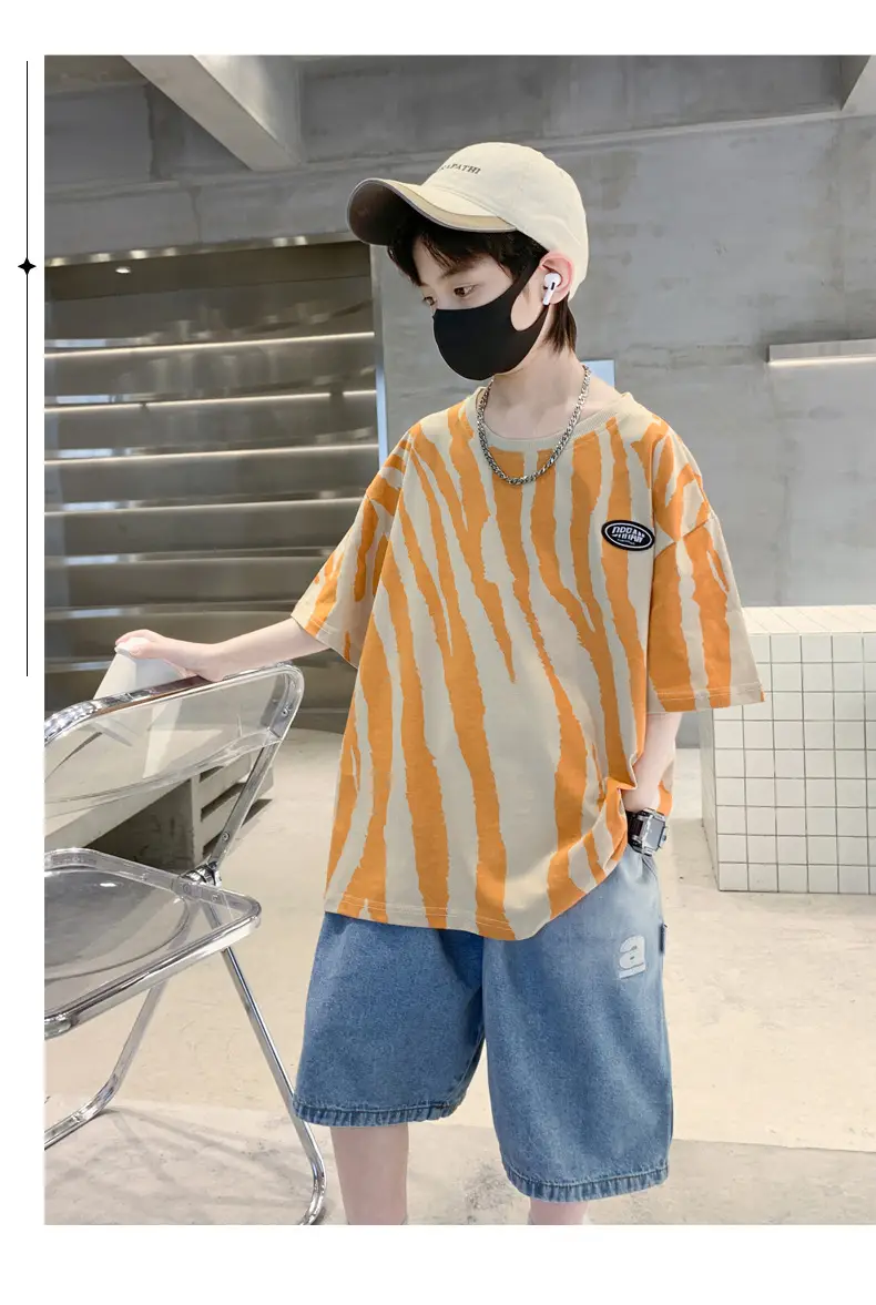 Boys Striped T-Shirt Blue Shorts Set — feature 6