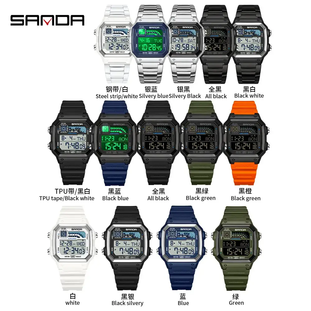 Sanda Waterproof Square Watch for Men Women 2024 - Image 13