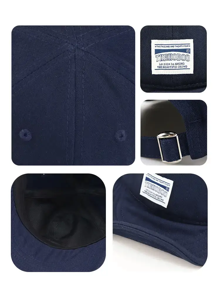 Men Navy Blue Baseball Cap with Large Cap — feature 9