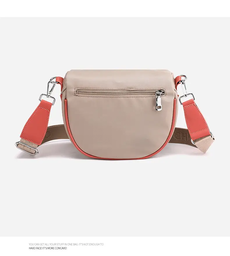 2024 Fashion Saddle Bag Pink Beige Nylon Crossbody — feature 19