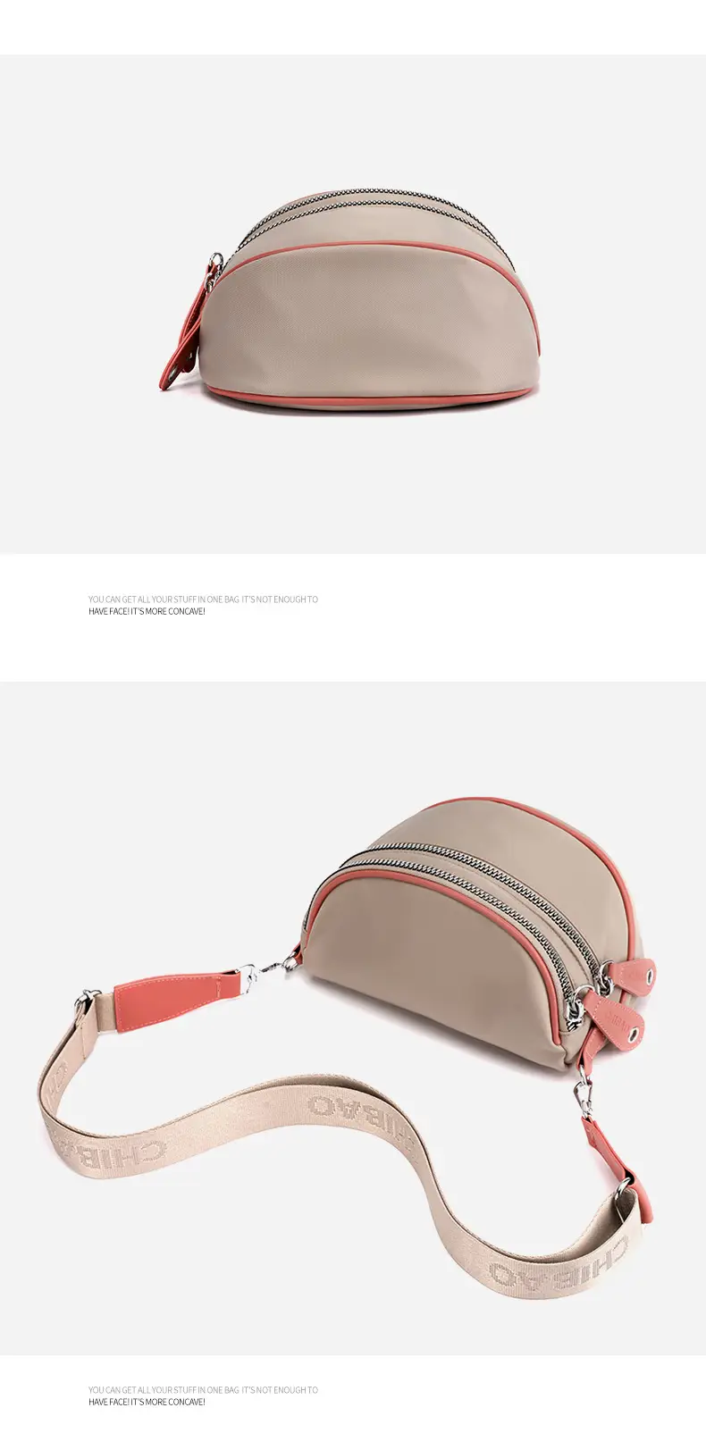 2024 Fashion Saddle Bag Pink Beige Nylon Crossbody — feature 20