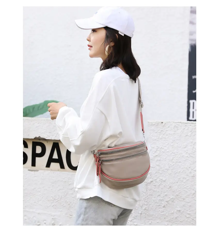 2024 Fashion Saddle Bag Pink Beige Nylon Crossbody — feature 27