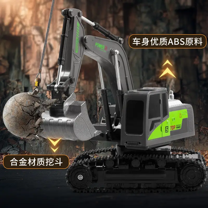 Cross-border live broadcast of 6-way alloy excavator remote control electric remote control engineering car boy excavator children's toy car