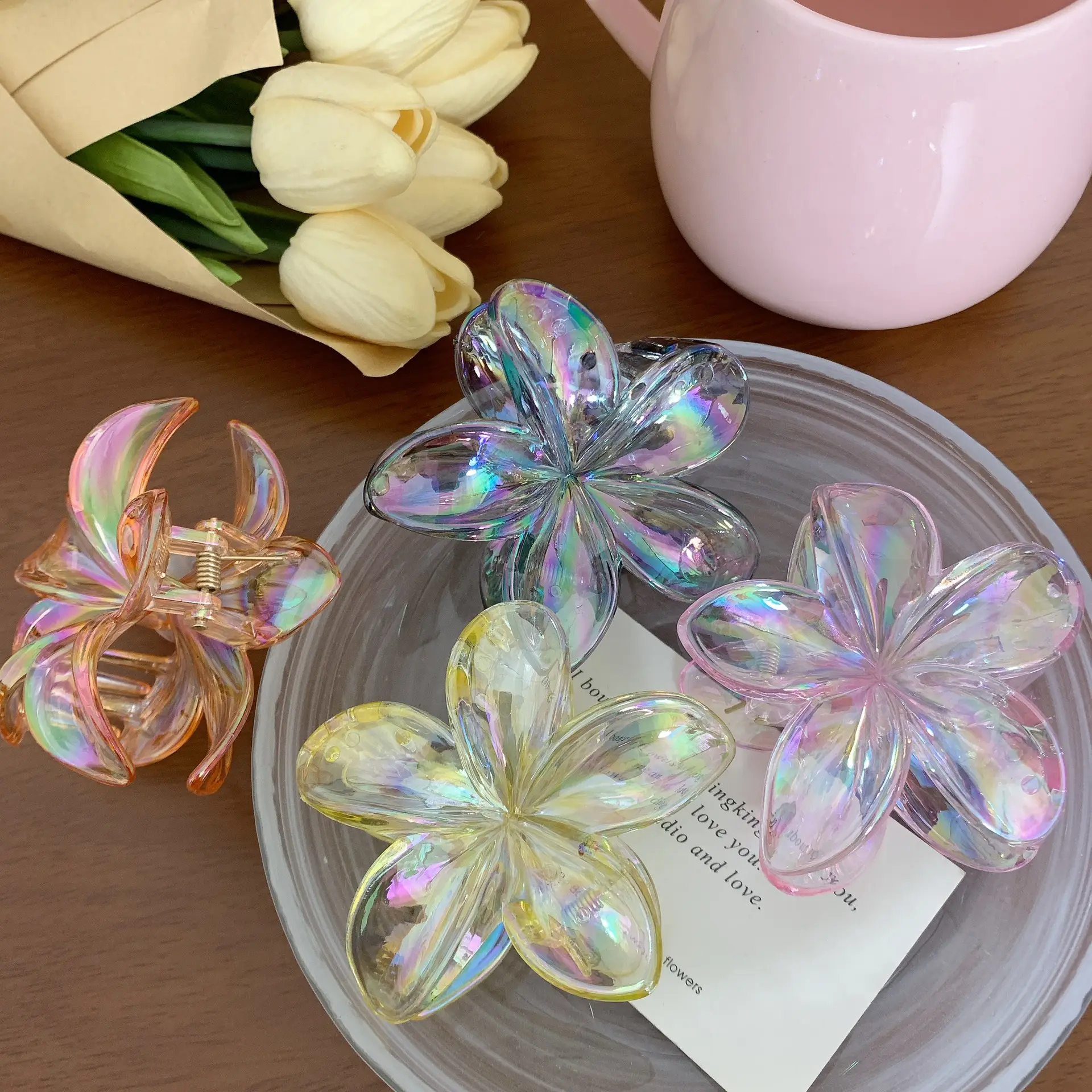 Holographic Egg Flower Hair Clips for Women — feature 14