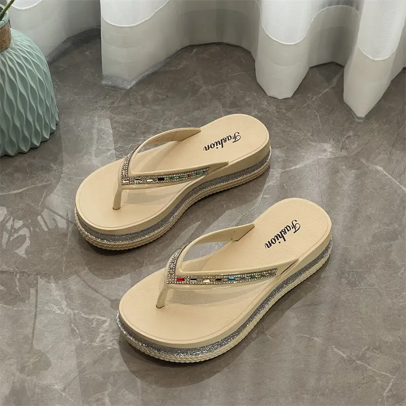 Women Rhinestone Flip Flops Black 2024 - Image 5