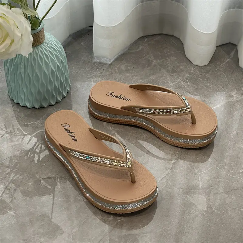 Women Rhinestone Flip Flops Black 2024 - Image 6