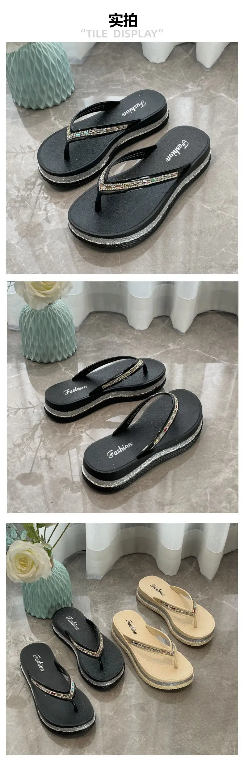 Women Rhinestone Flip Flops Black 2024 — feature 6