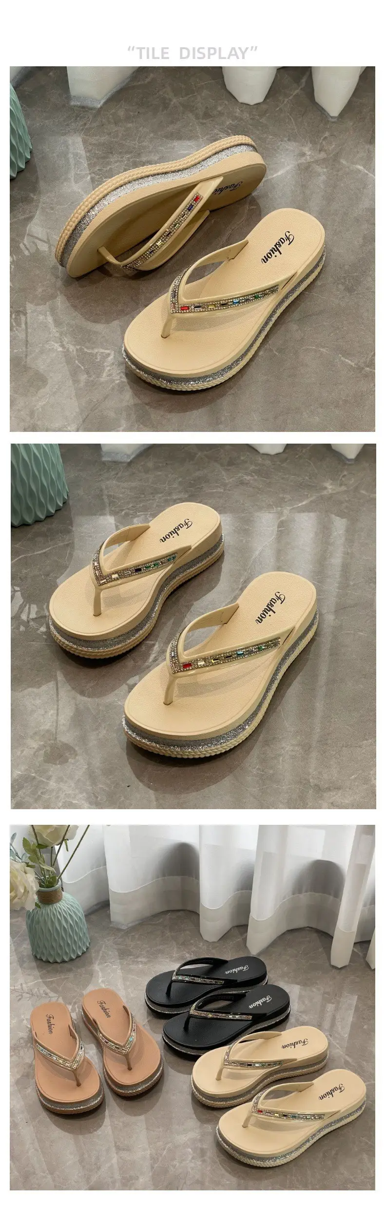 Women Rhinestone Flip Flops Black 2024 — feature 7