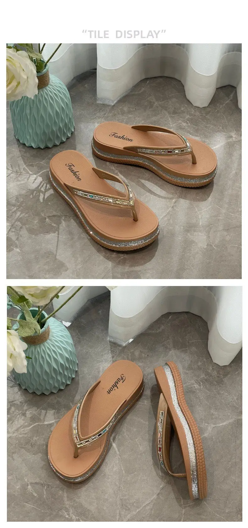 Women Rhinestone Flip Flops Black 2024 — feature 8