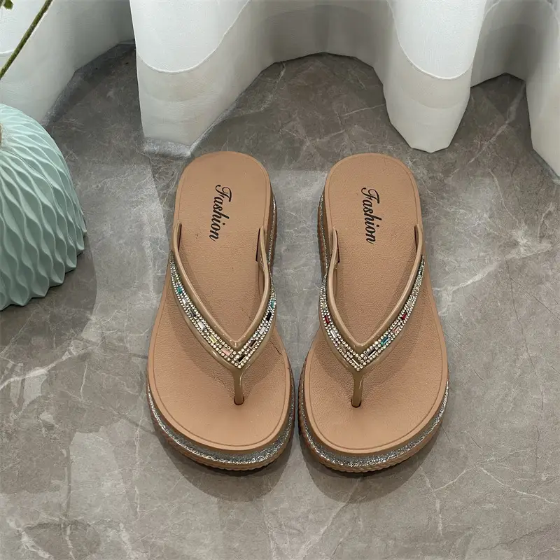 Women Rhinestone Flip Flops Black 2024 - Image 2