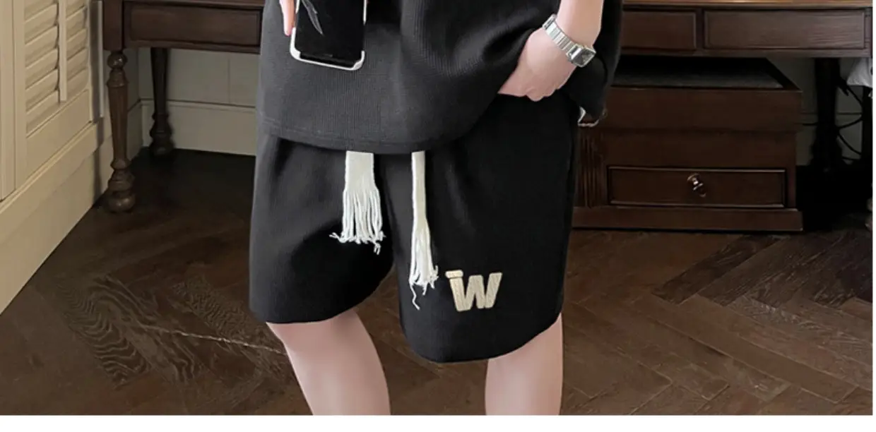 Teenager Black Waffle Short Sleeve Suit 15yo Junior High — feature 18