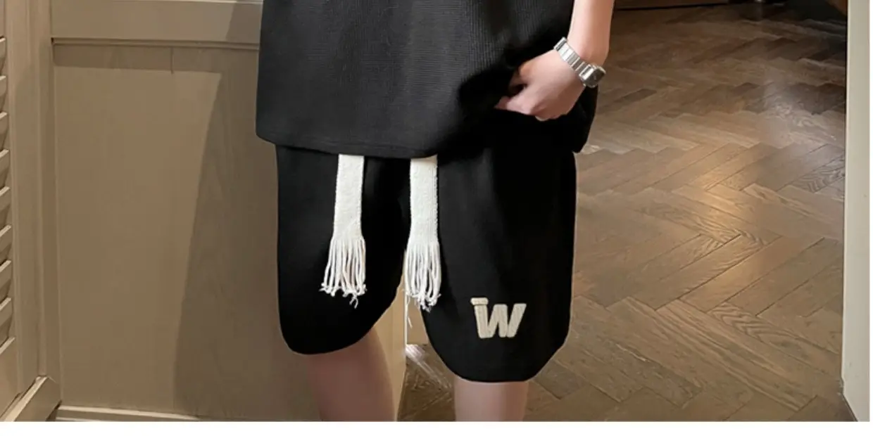 Teenager Black Waffle Short Sleeve Suit 15yo Junior High — feature 20