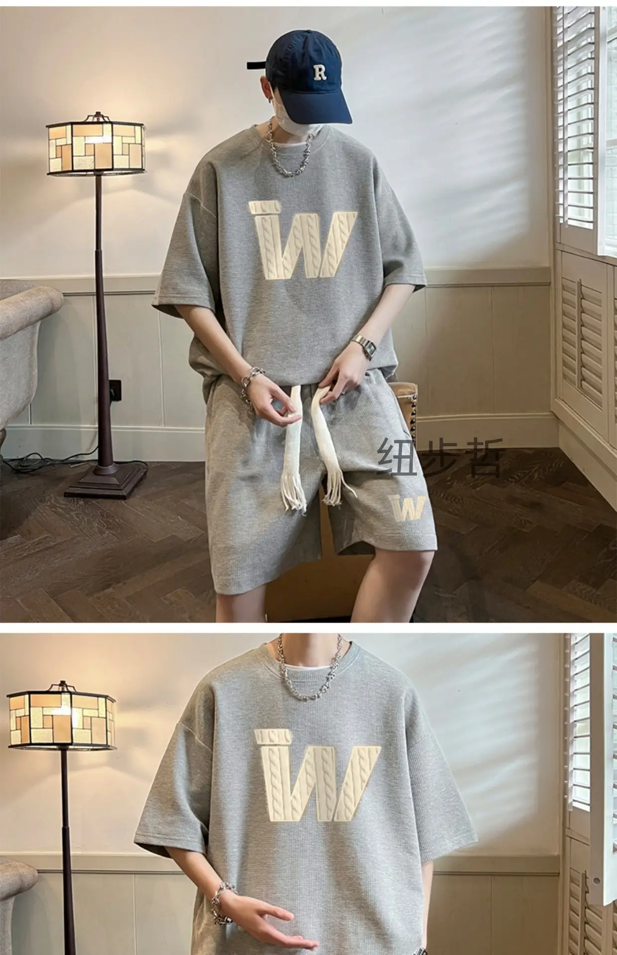 Teenager Black Waffle Short Sleeve Suit 15yo Junior High — feature 3