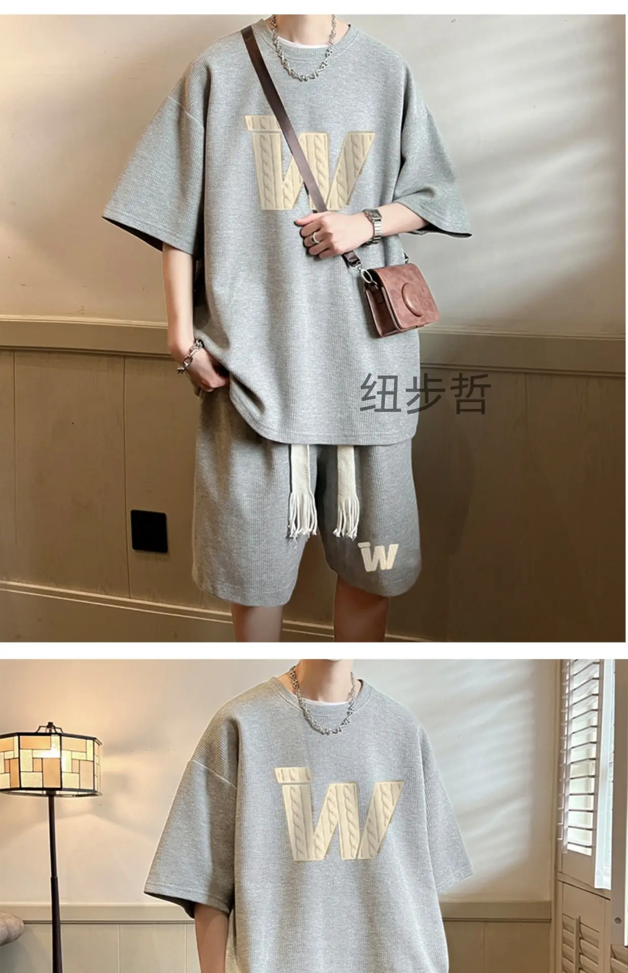 Teenager Black Waffle Short Sleeve Suit 15yo Junior High — feature 7