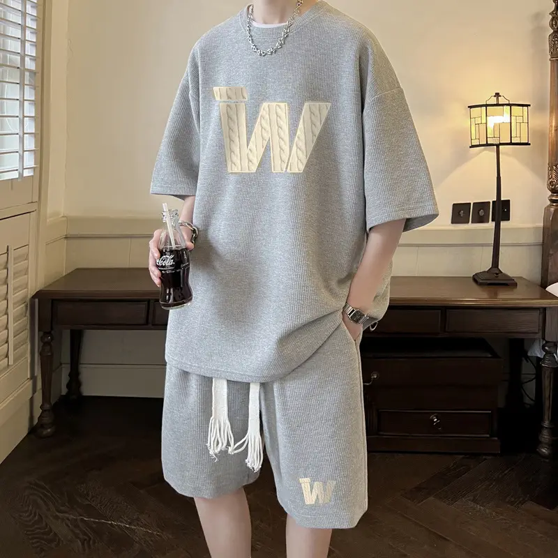 Teenager Black Waffle Short Sleeve Suit 15yo Junior High - Image 3