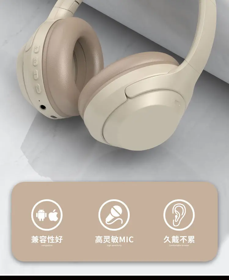 Wireless Bluetooth Headset Pink Beige Gaming Sports β feature 9
