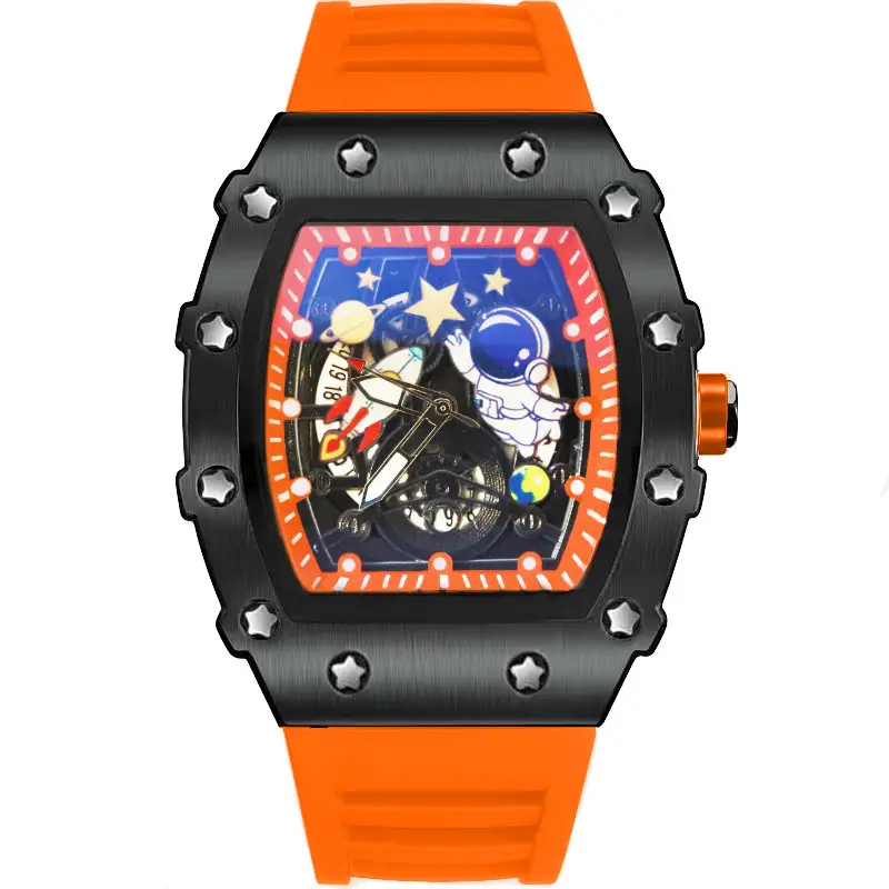 2024 New High Color Value Casual Sports Automatic Quartz Hollow Waterproof Richard Men's Watch Spaceman