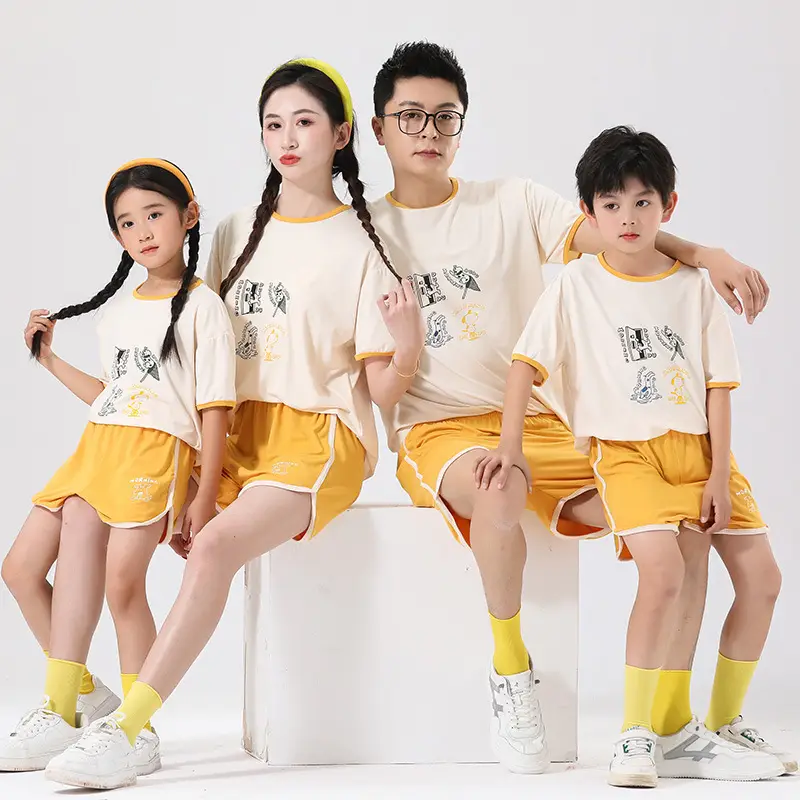 Qi-sports short sleeve suit) beautiful yellow