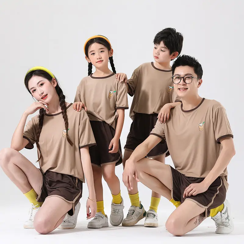 Qi-sports short-sleeved suit) classic brown