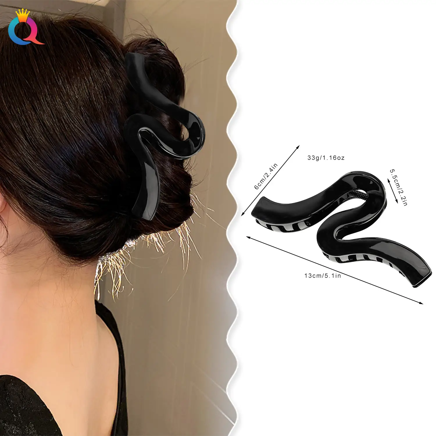 Qiyue Black Shark Hair Grab Clip Large — feature 25