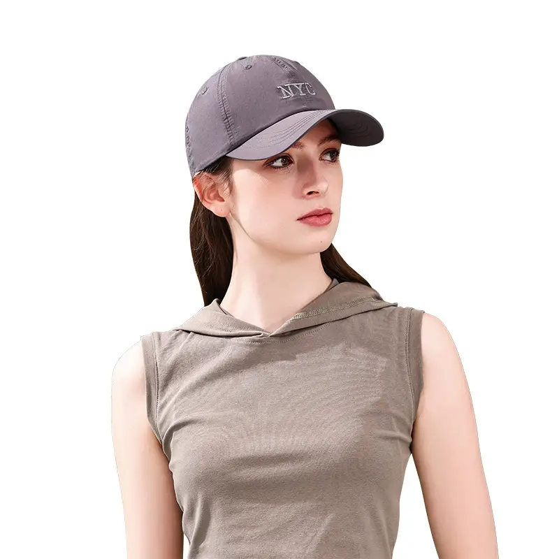Women Sports Cap Gray Hooded Baseball Hat - Image 19