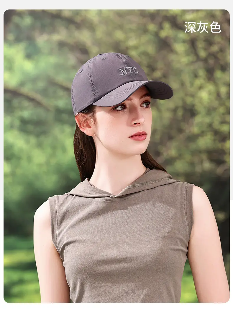 Women Sports Cap Gray Hooded Baseball Hat — feature 16