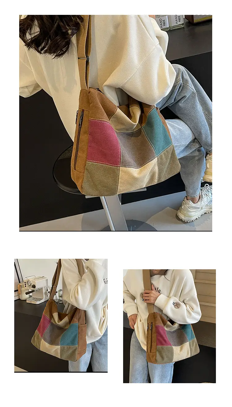 Multi Color Canvas Shoulder Bag for Women Large Capacity — feature 10