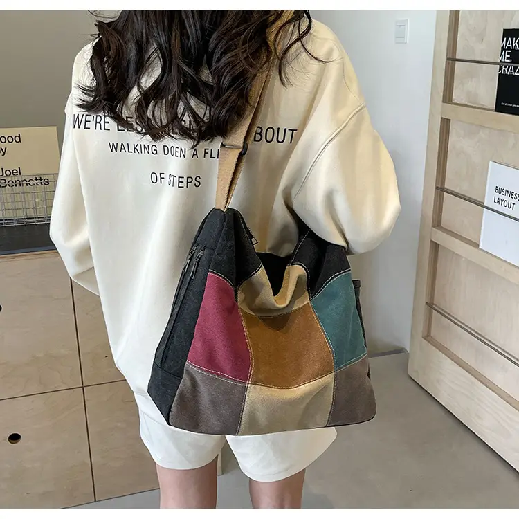 Multi Color Canvas Shoulder Bag for Women Large Capacity — feature 37