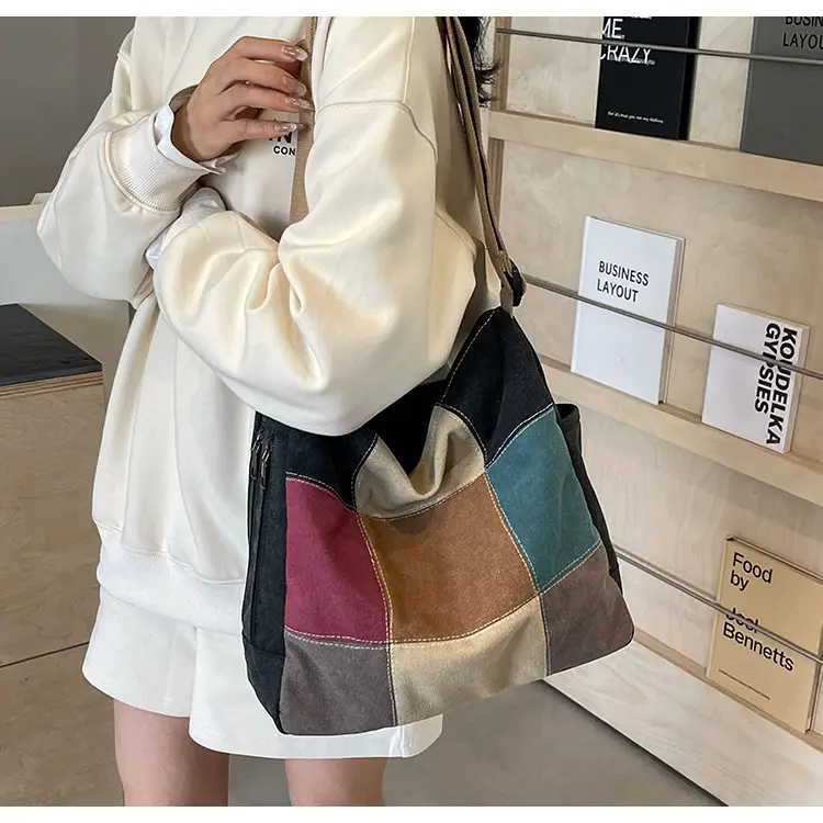 Multi Color Canvas Shoulder Bag for Women Large Capacity — feature 41