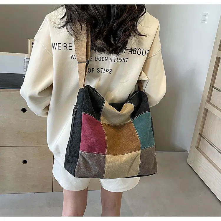 Multi Color Canvas Shoulder Bag for Women Large Capacity — feature 49