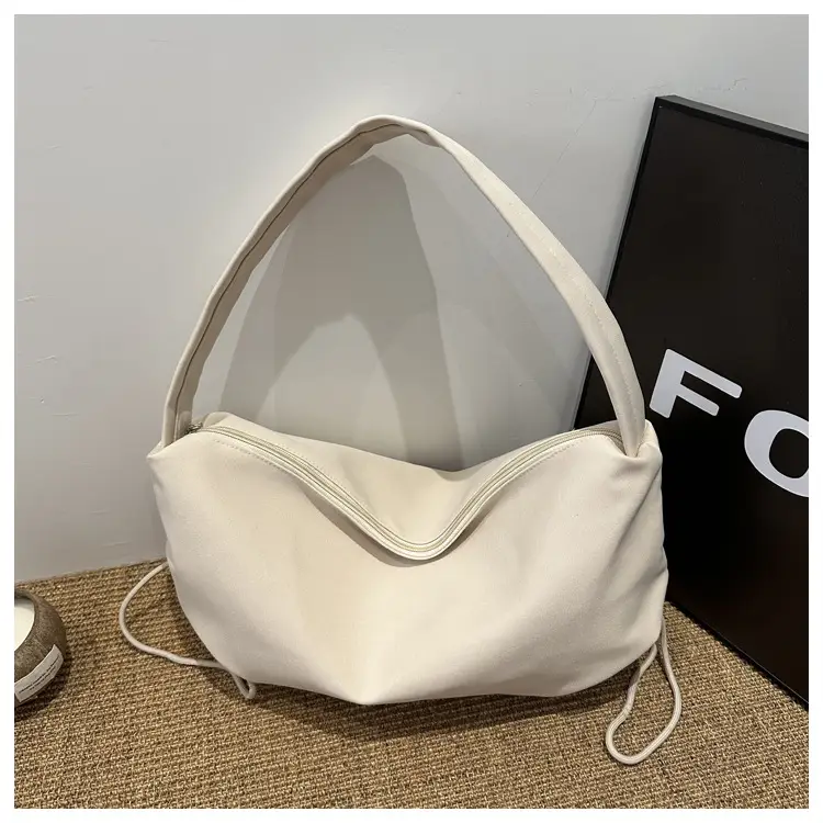 Women's Soft Nylon Shoulder Bag Beige 2024 Spring