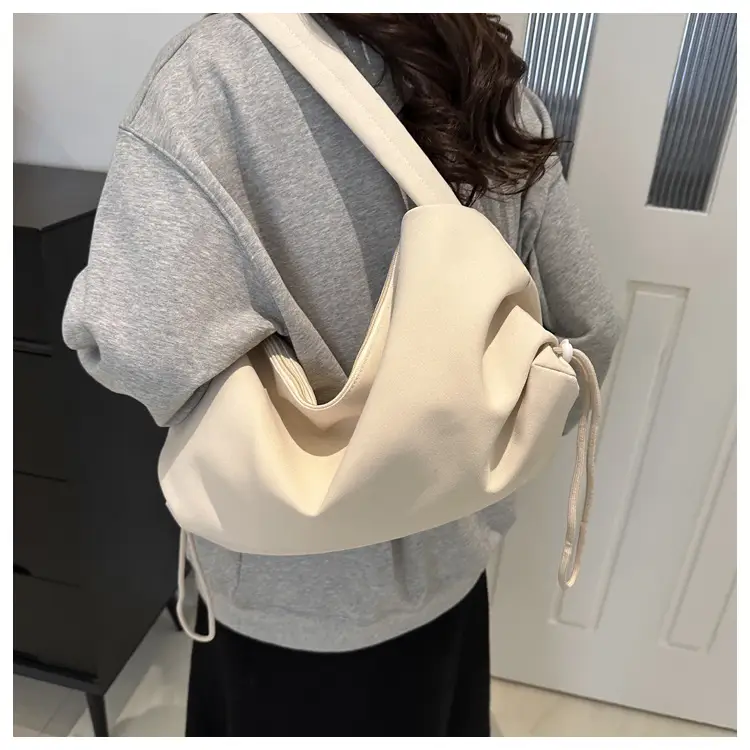 Women's Soft Nylon Shoulder Bag Beige 2024 Spring