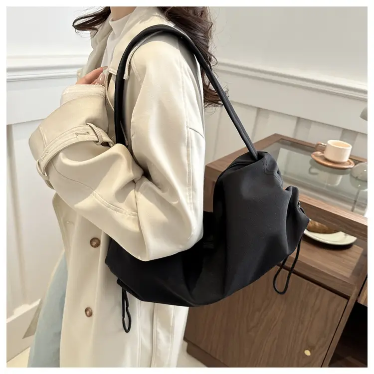 Women's Soft Nylon Shoulder Bag Beige 2024 Spring — feature 12