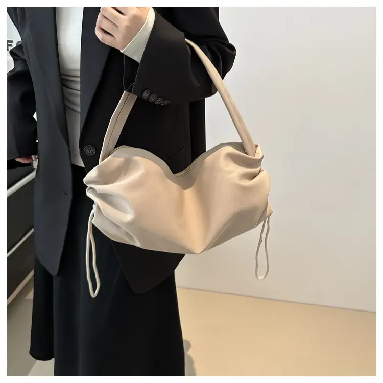Women's Soft Nylon Shoulder Bag Beige 2024 Spring — feature 17