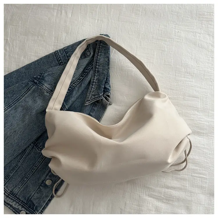 Women's Soft Nylon Shoulder Bag Beige 2024 Spring